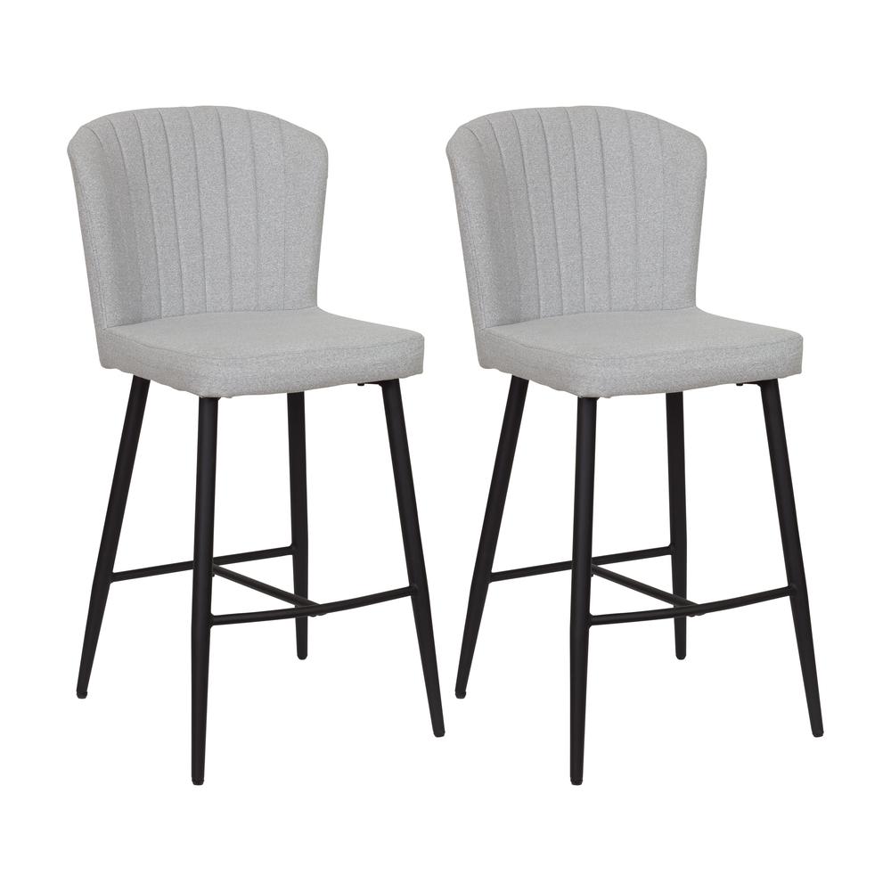 CorLiving Jasper Channel Tufted Barstool Light Grey. Picture 2