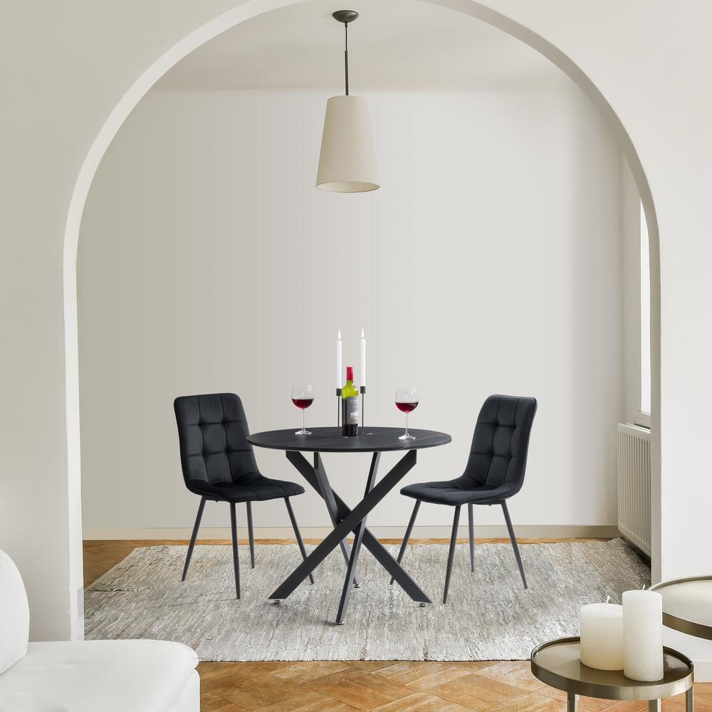 CorLiving Lennox Iron Leg Trestle Dining Table. Picture 1