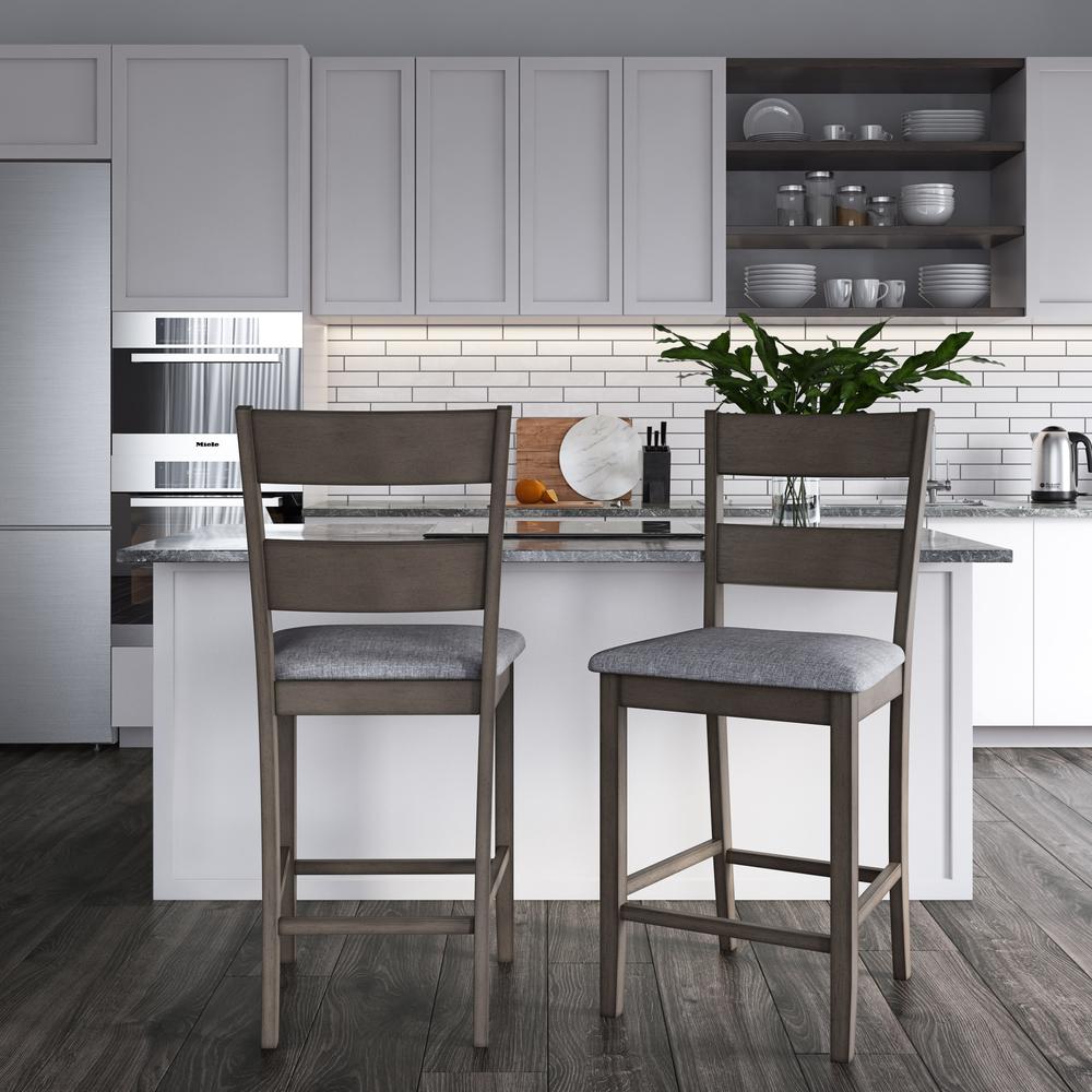 CorLiving Tuscany Washed Grey Counter Height Dining Chair, Set of 2. Picture 2