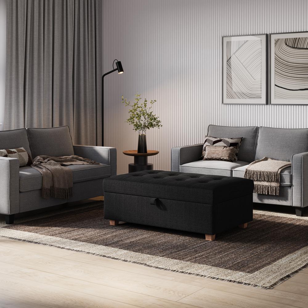 CorLiving Large Storage Ottoman Dark Grey. Picture 6