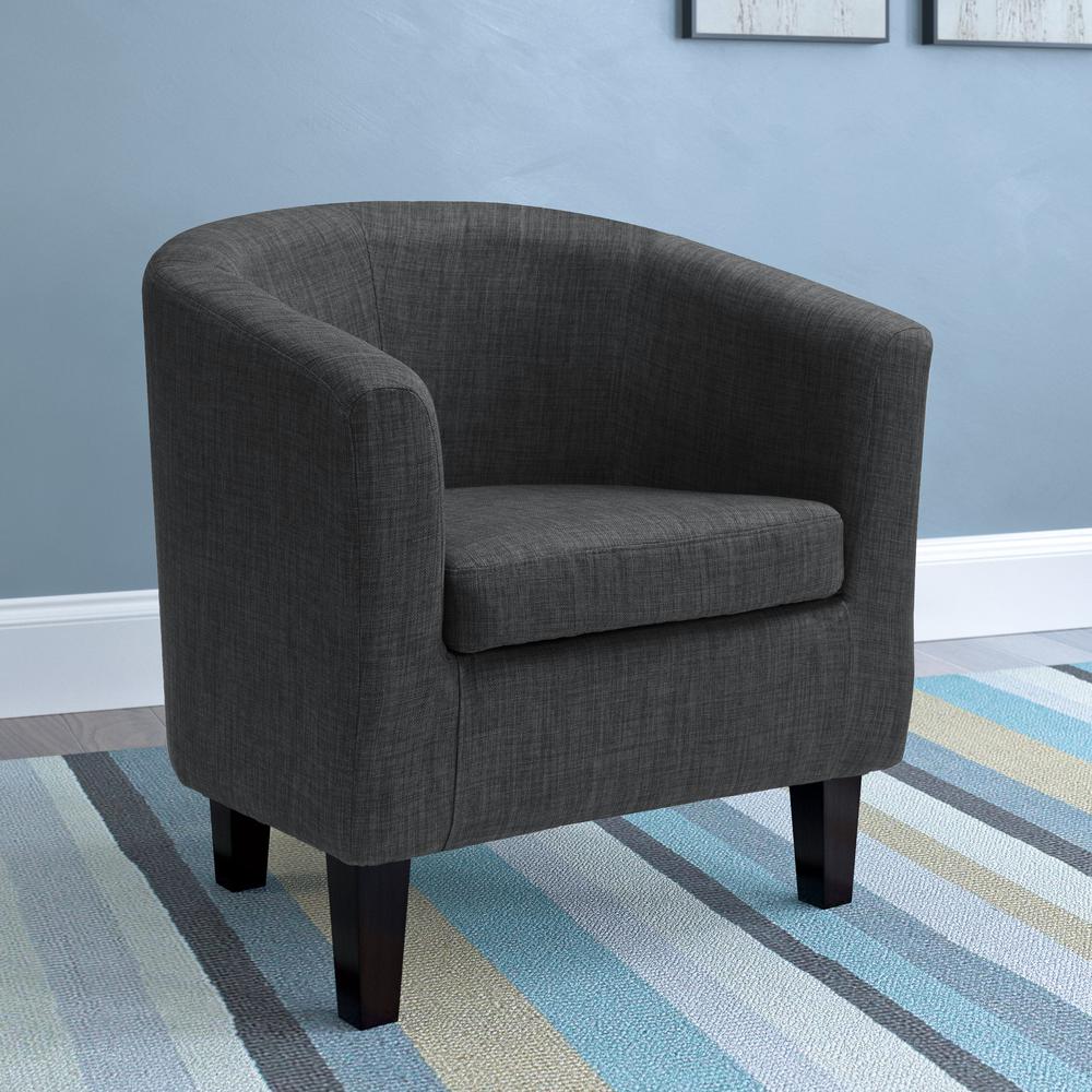 Antonio Tub Chair in Dark Grey Fabric. Picture 3