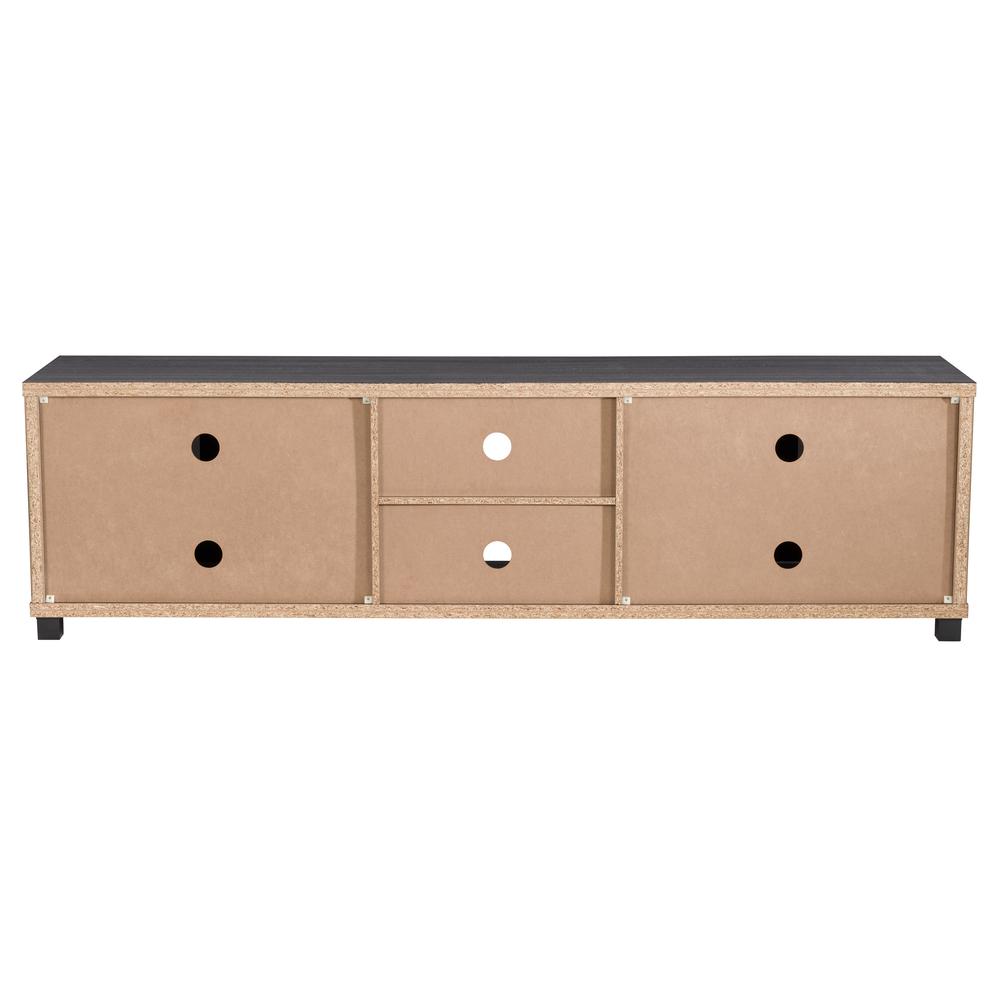 CorLiving Fremont Grey TV Bench with Glass Cabinets for TVs up to 95" Dark Grey. Picture 6