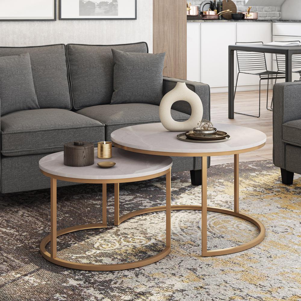 Fort Worth Brown Wood Grain Finish Nesting Coffee Table. Picture 5