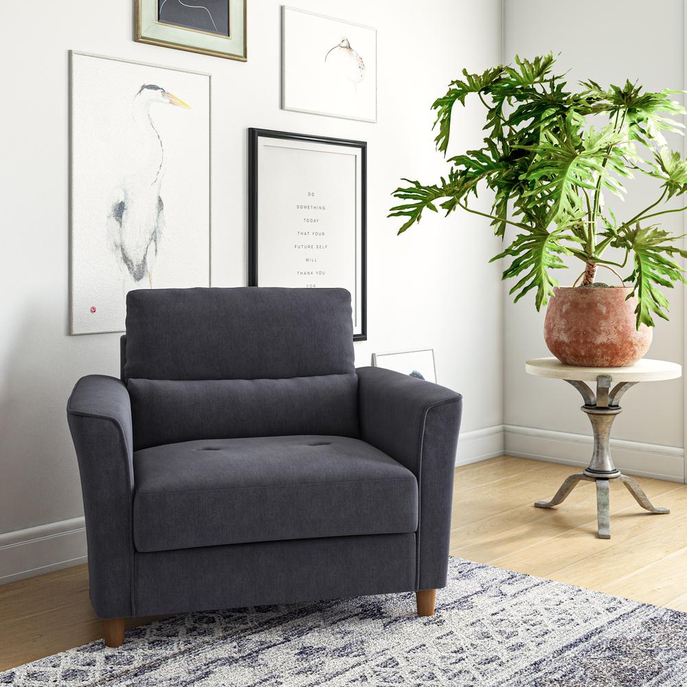 CorLiving Georgia Dark Grey Upholstered Accent Chair And A Half. Picture 2