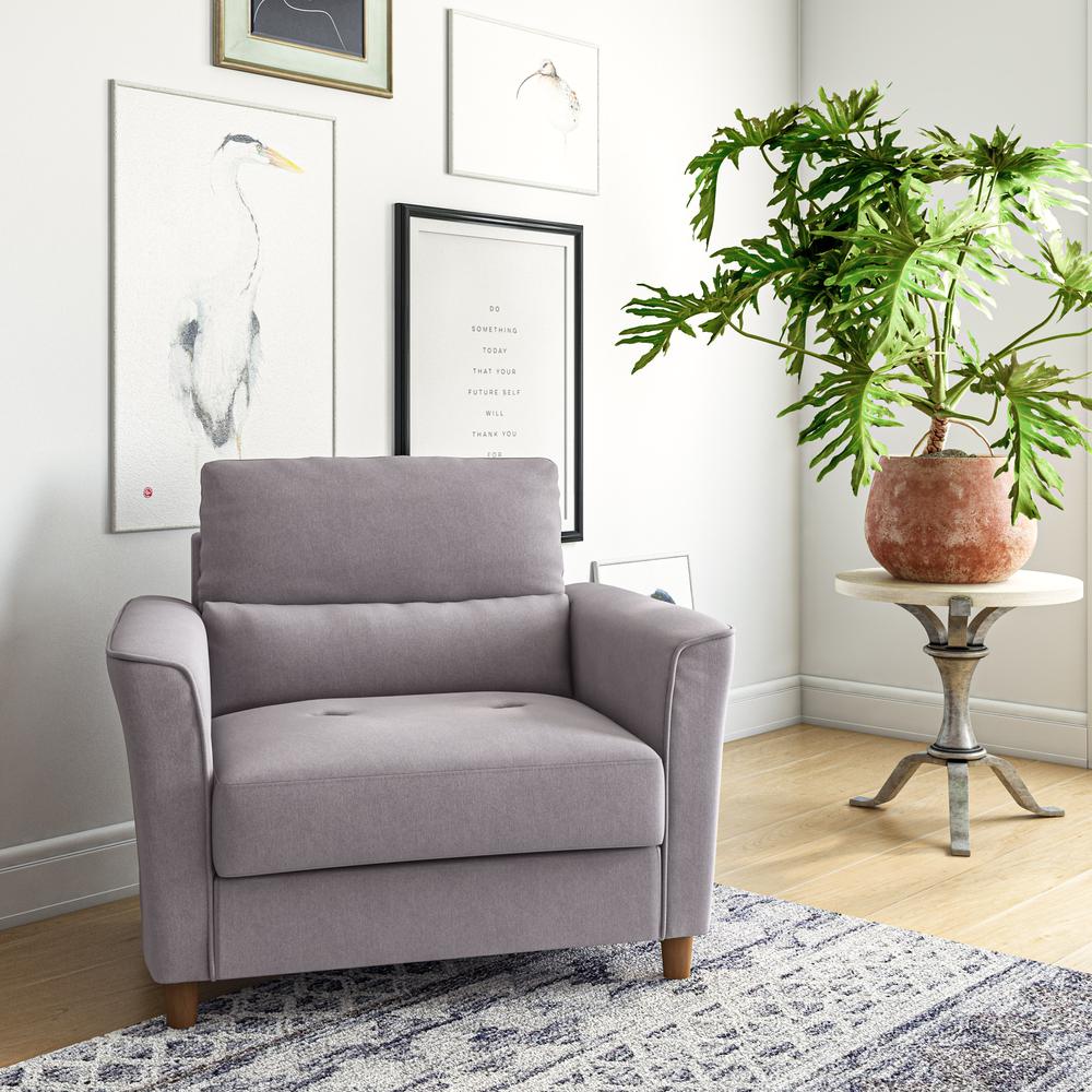 CorLiving Georgia Light Grey Upholstered Accent Chair And A Half. Picture 2