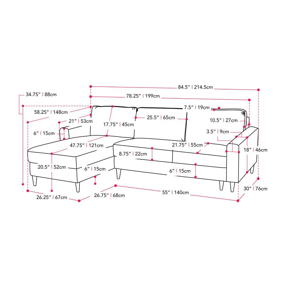 CorLiving Lena Reversible Sectional Sofa Grey. Picture 6
