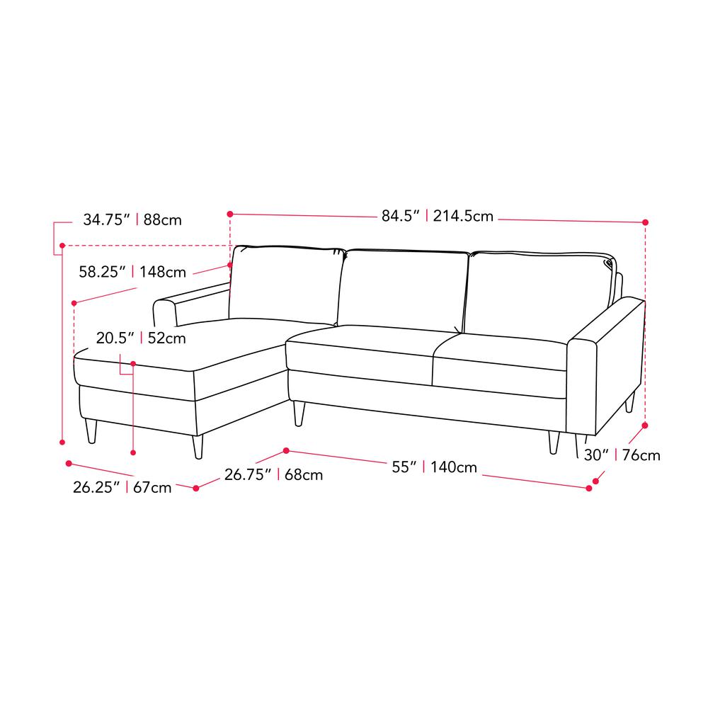 CorLiving Lena Reversible Sectional Sofa Grey. Picture 7