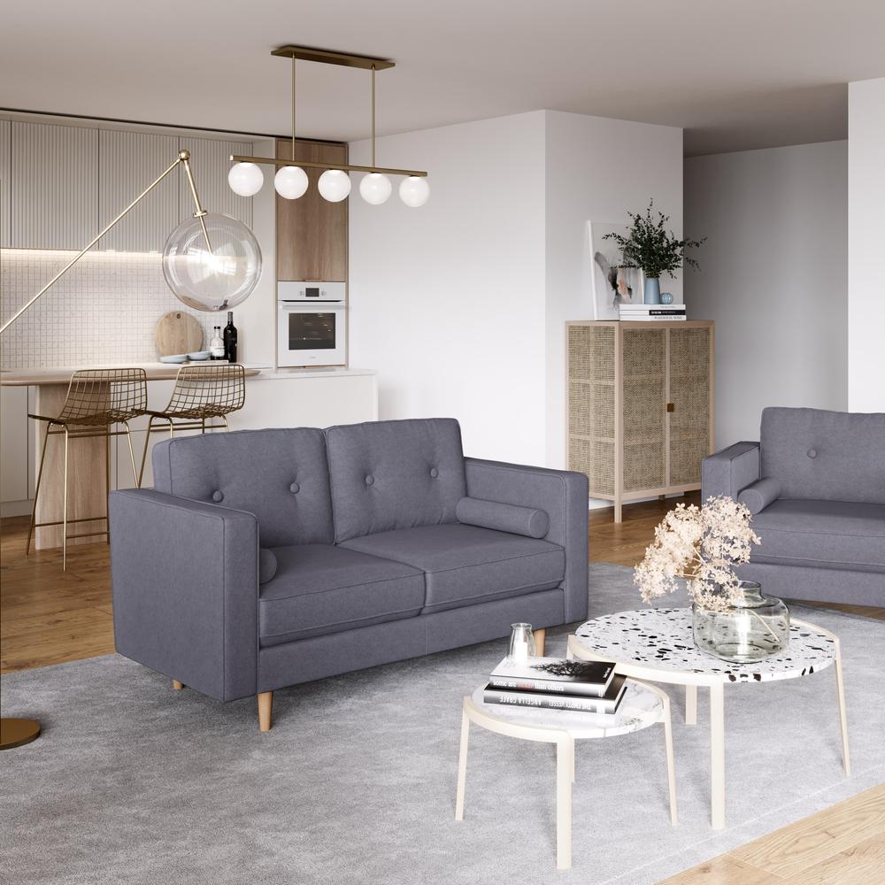 CorLiving Mulberry Fabric Upholstered Modern Loveseat, Grey. Picture 2