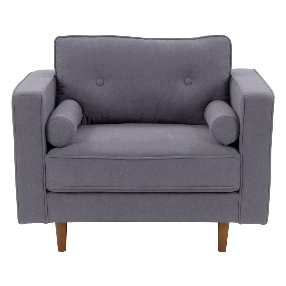 CorLiving Mulberry Fabric Upholstered Modern Accent Chair and Ottoman Set, Grey - 2pcs. Picture 8