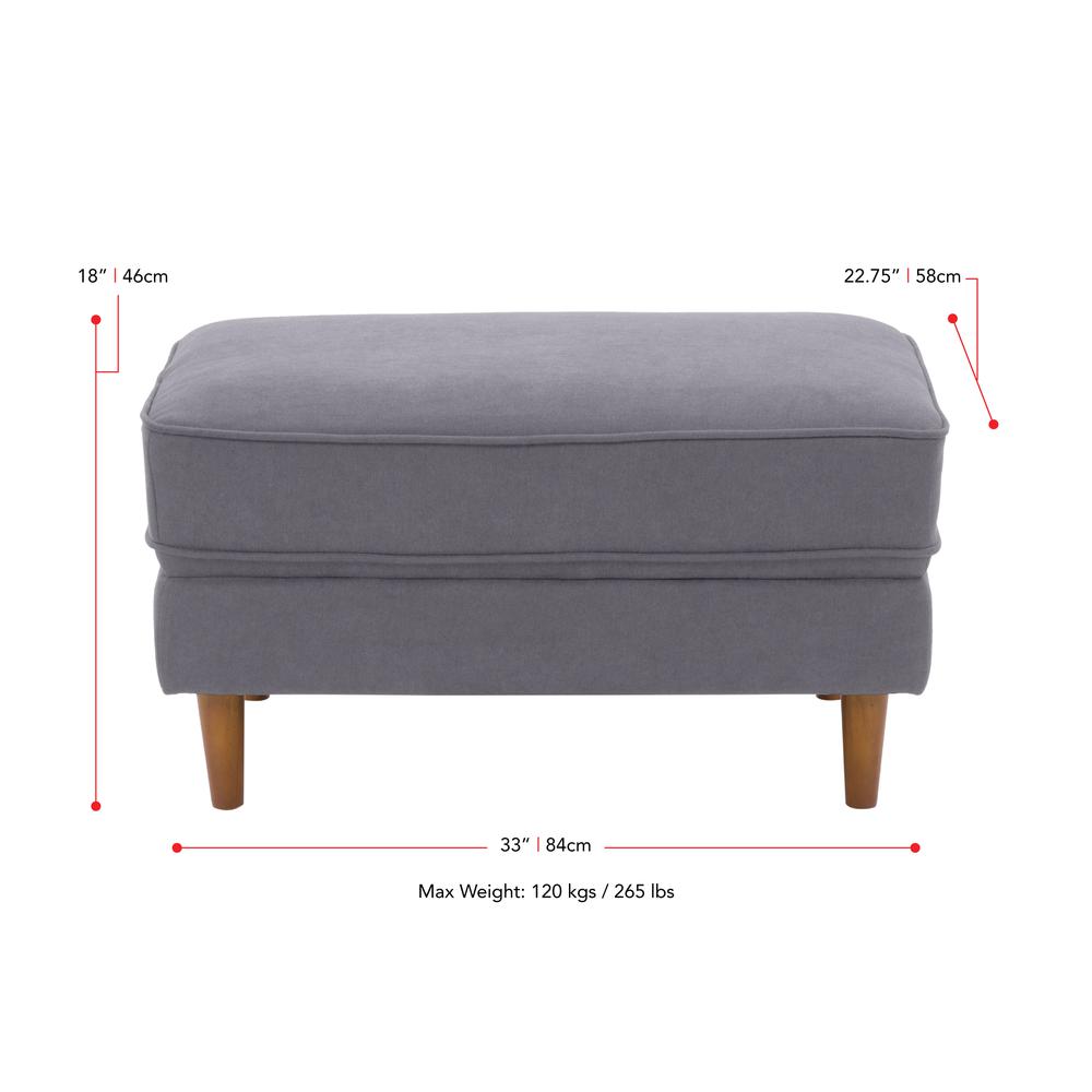 CorLiving Mulberry Fabric Upholstered Modern Accent Chair and Ottoman Set, Grey - 2pcs. Picture 7