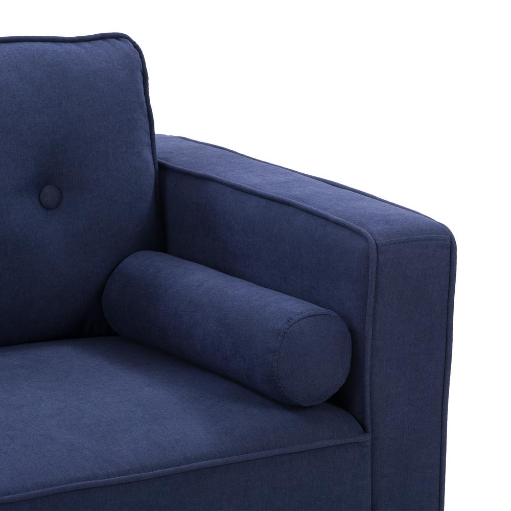 CorLiving Mulberry Fabric Upholstered Modern Loveseat, Navy Blue. Picture 8