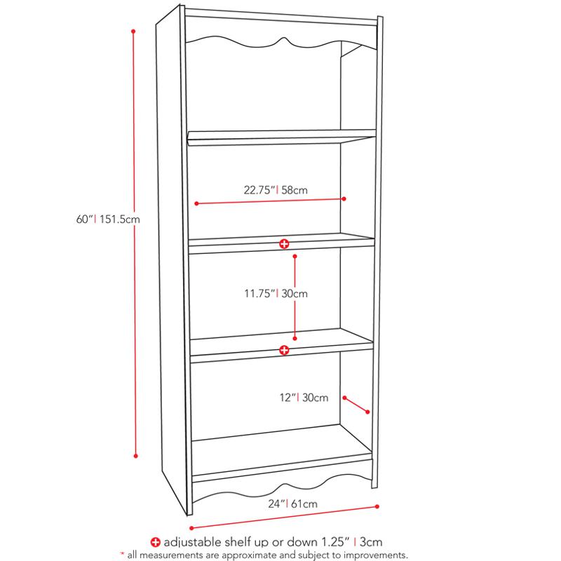 Hawthorn 60" Tall Bookcase in Frost White. Picture 3