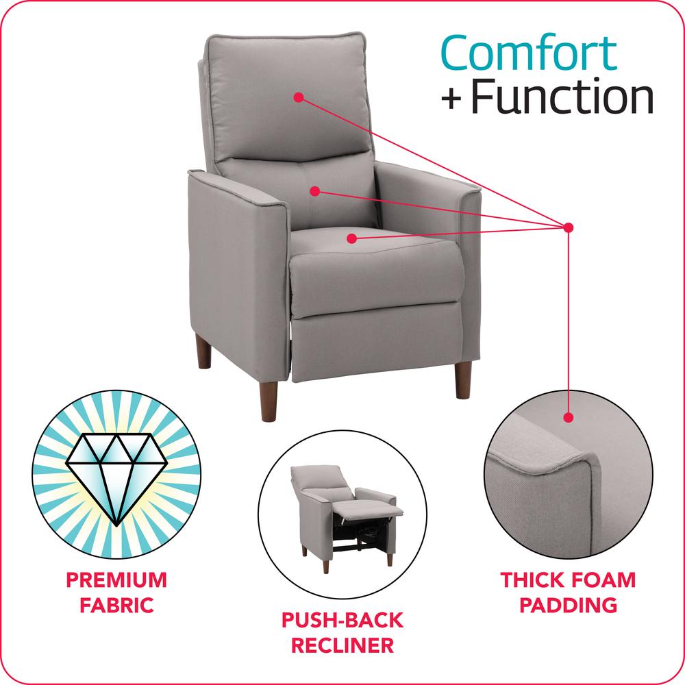 CorLiving Alder Manual Recliner in Light Grey. Picture 3