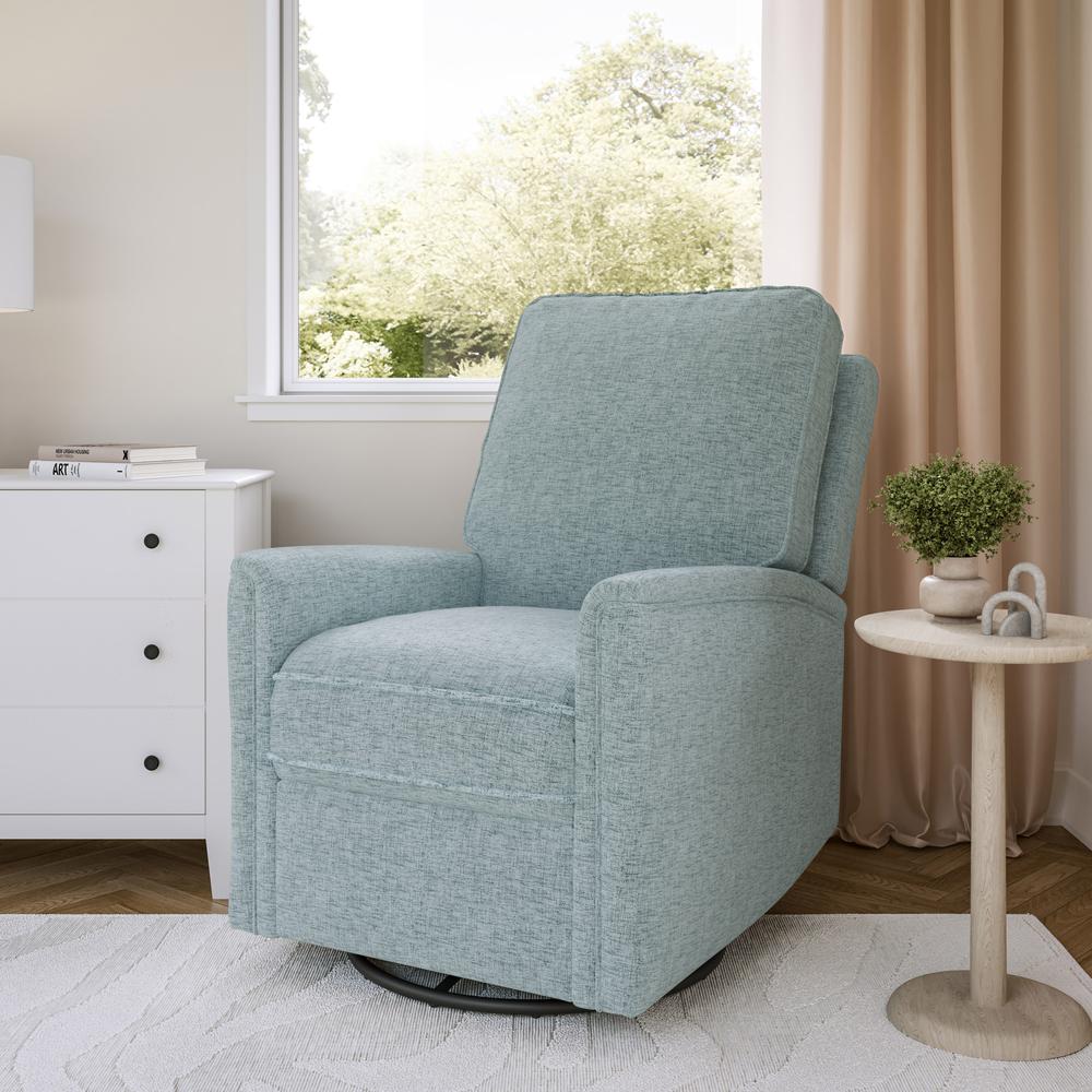 CorLiving Swivel Glider Recliner Chair, Blue. Picture 2