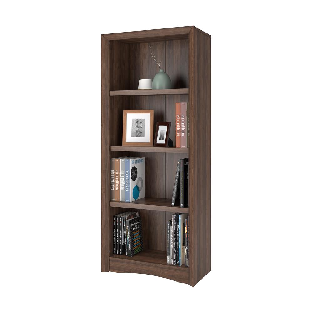 Quadra 59" Tall Bookcase in Walnut Faux Woodgrain Finish. Picture 2