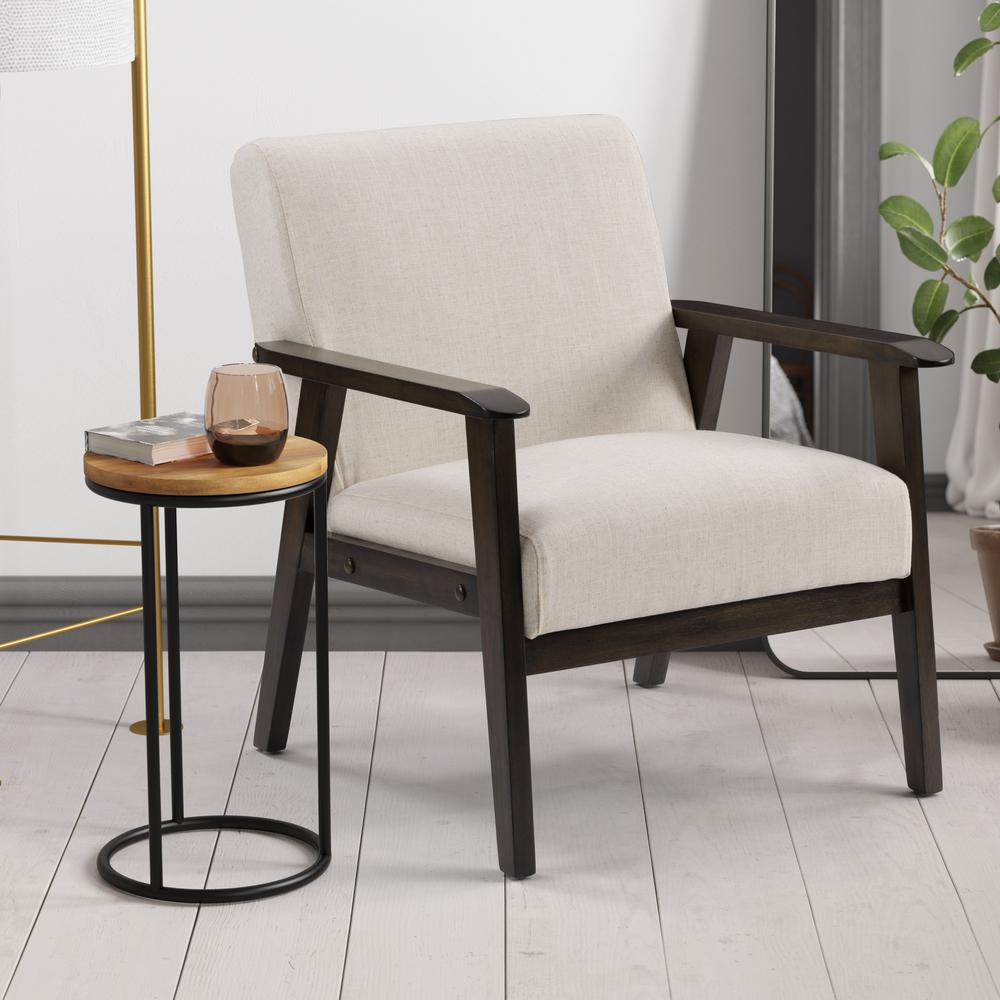 CorLiving Greyson Wood Armchair Beige. Picture 6