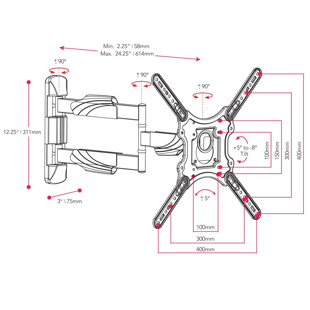 Full Motion Flat Panel Wall Mount for TVs up to 55". Picture 5