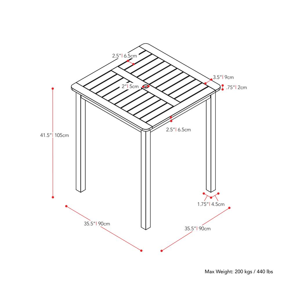 CorLiving Whitewashed Hardwood Outdoor Bar Height Table. Picture 5