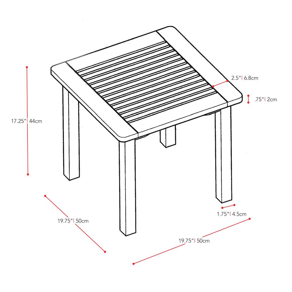 Miramar Cinnamon Brown Hardwood Outdoor Side Table. Picture 4