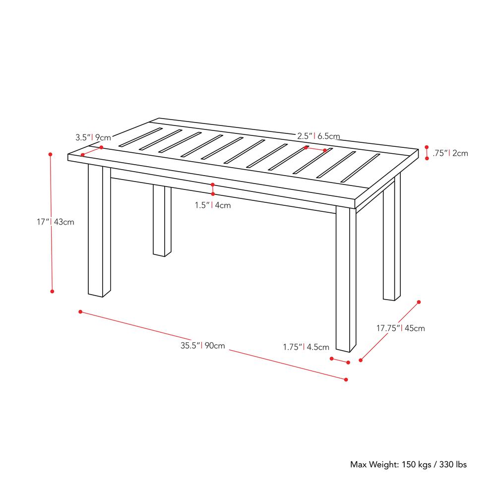 CorLiving Miramar Whitewashed Hardwood Outdoor Coffee Table. Picture 5