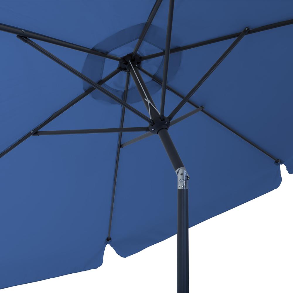 10ft Round Tilting Cobalt Blue Patio Umbrella and Round Umbrella Base. Picture 9