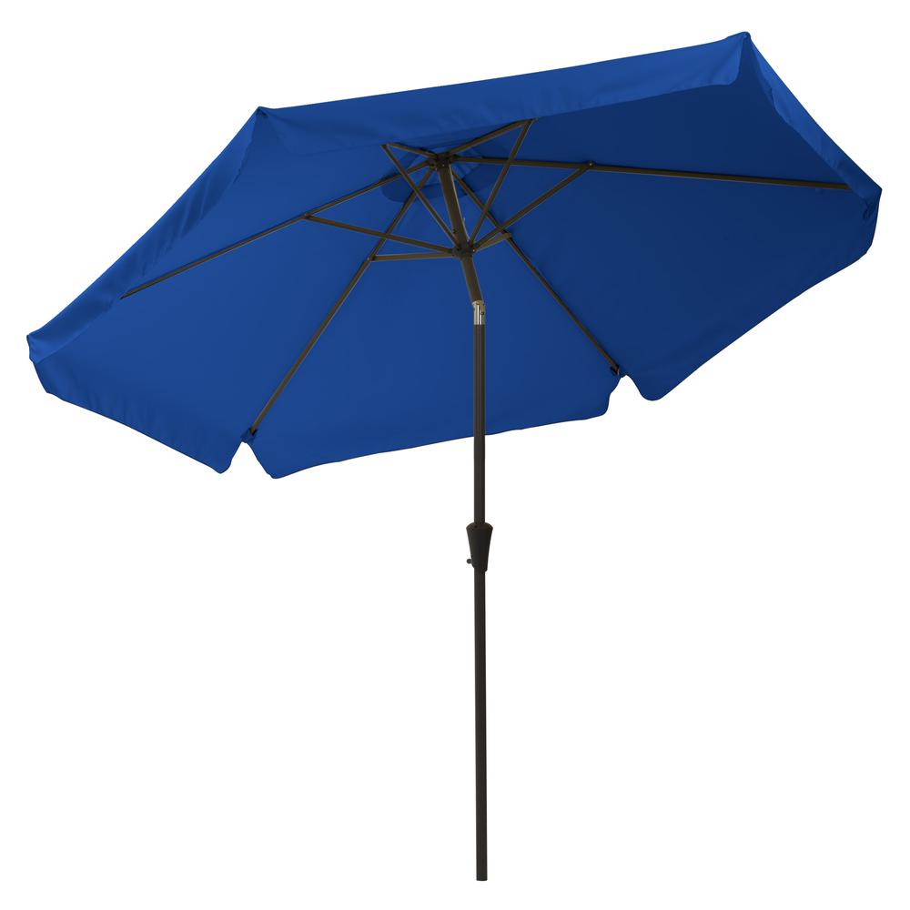 10ft Round Tilting Cobalt Blue Patio Umbrella and Round Umbrella Base. Picture 7