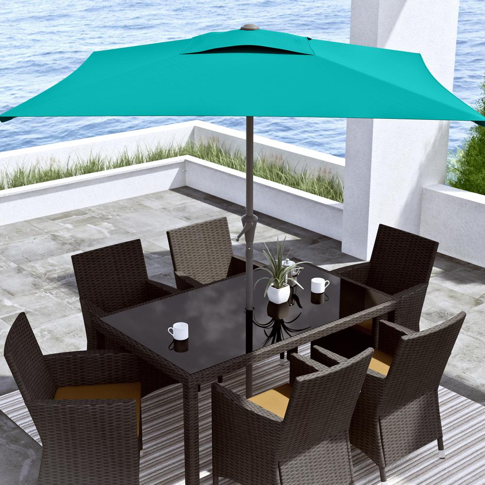 Square Patio Umbrella in Turquoise Blue. Picture 2