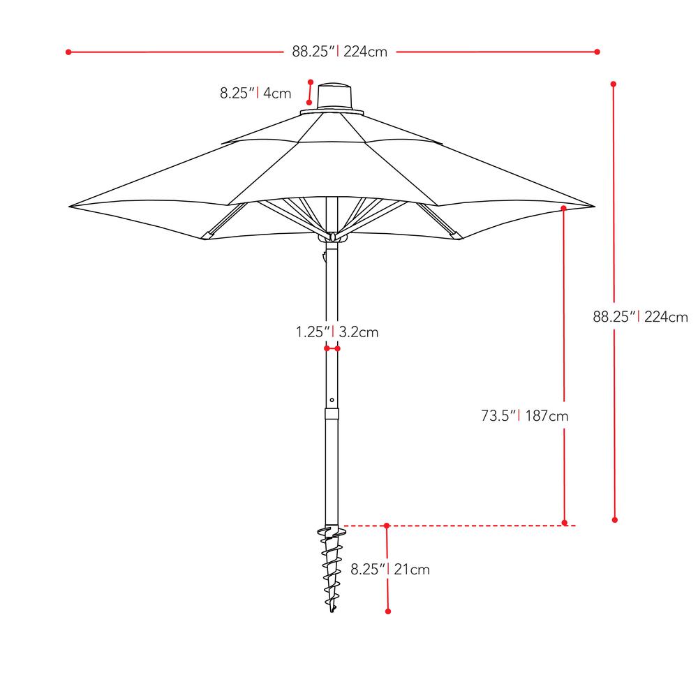 UV and Wind Resistant Beach/Patio Umbrella in Turquoise Blue. Picture 5