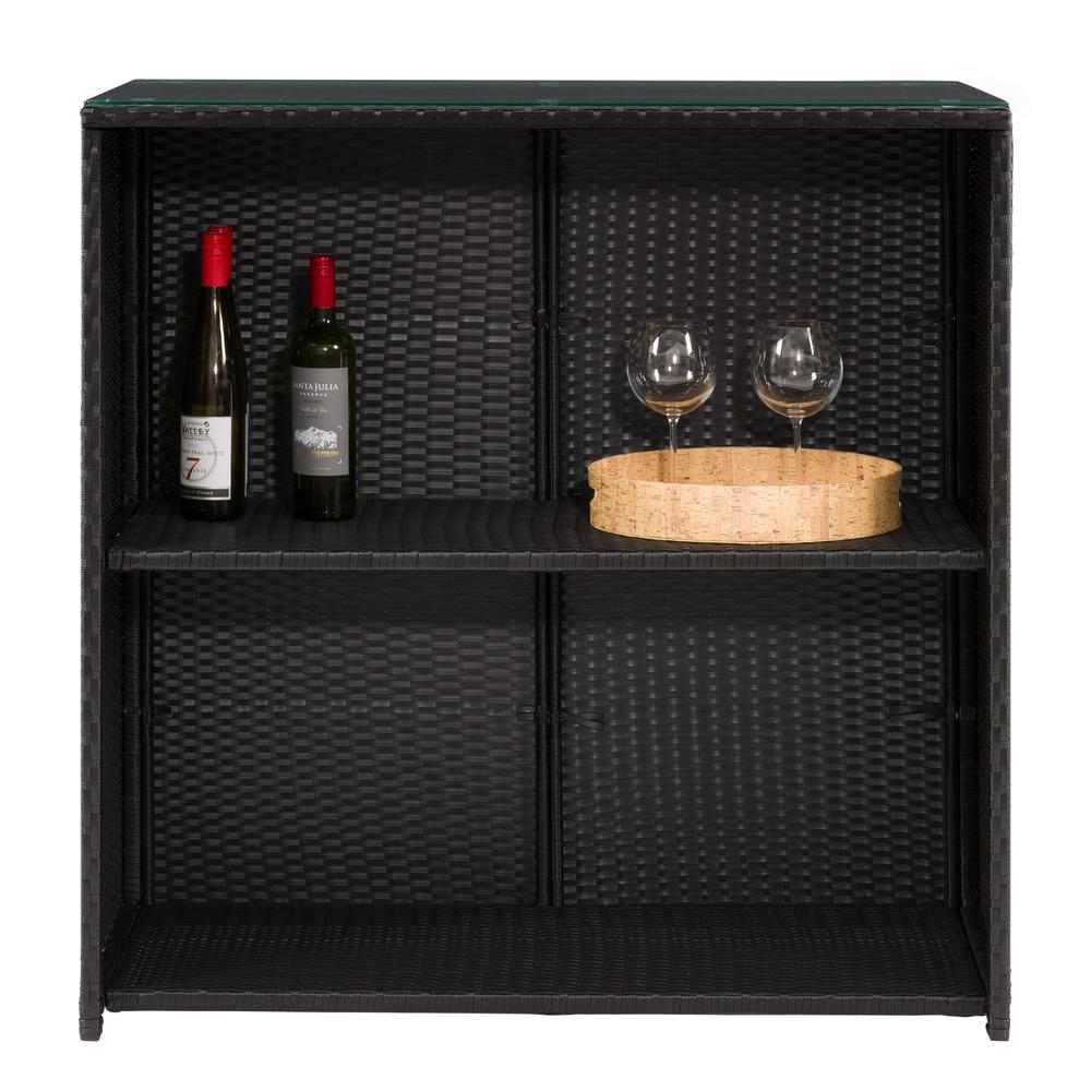 CorLiving Parksville Patio Bar Set - Black Finish/Ash Grey Cushions 3pc. Picture 4