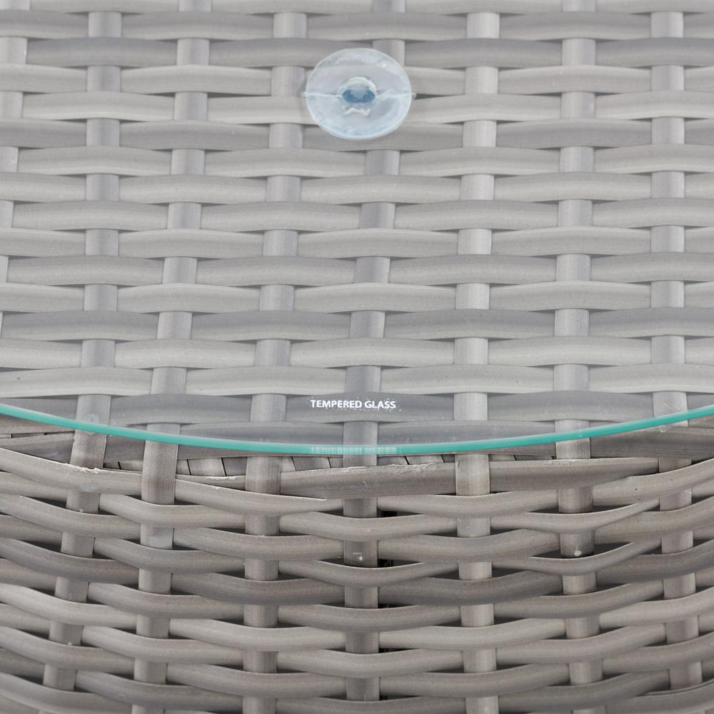 CorLiving Parksville Patio Round Coffee Table in Blended Grey. Picture 4