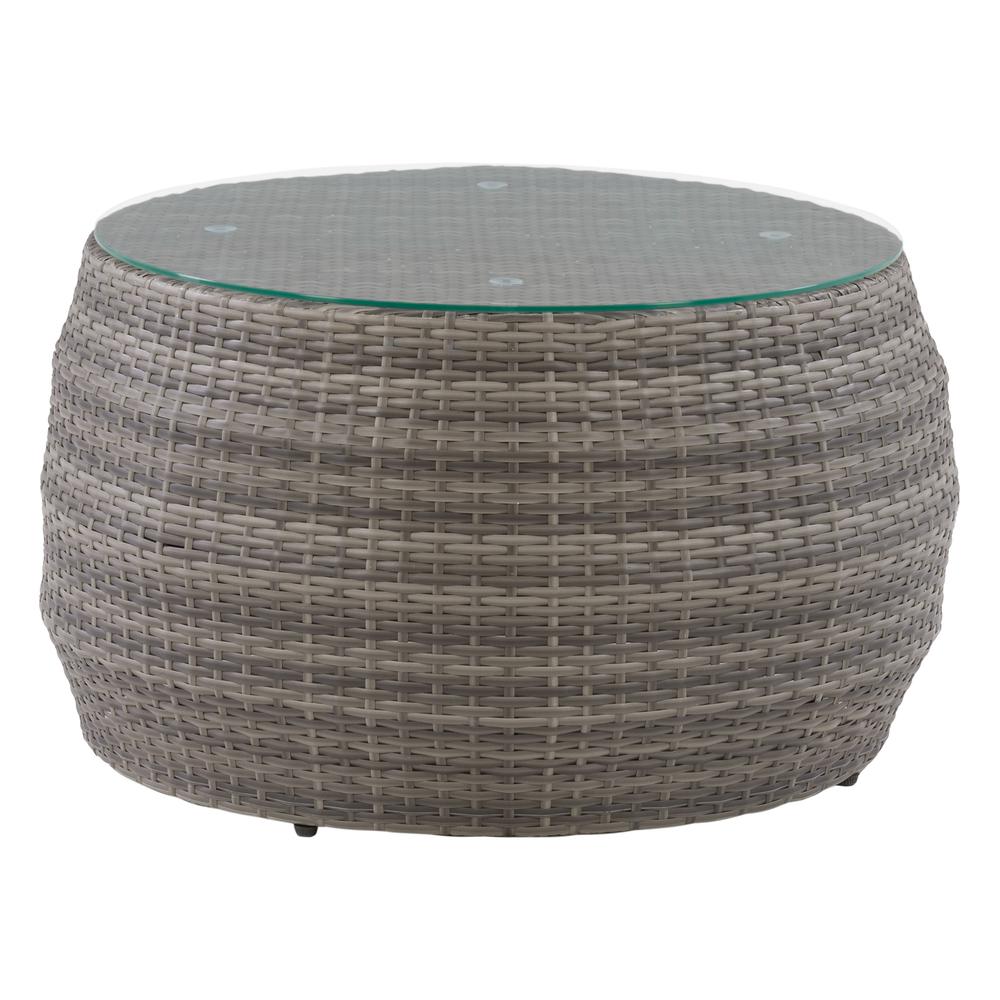 CorLiving Parksville Patio Round Coffee Table in Blended Grey. Picture 1