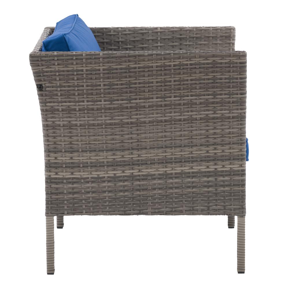 CorLiving Patio Armchair - Blended Grey Finish/Oxford Blue Cushions. Picture 3