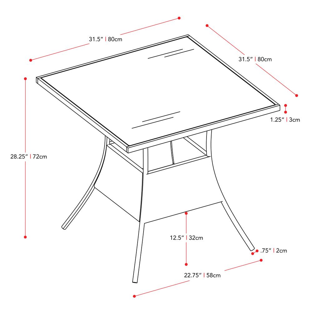 CorLiving Parksville Patio Square Dining Table in Black. Picture 4