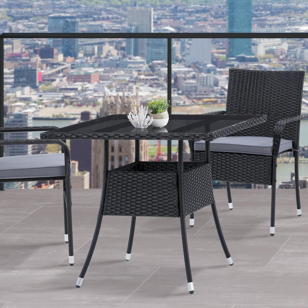 CorLiving Parksville Patio Square Dining Table in Black. Picture 3