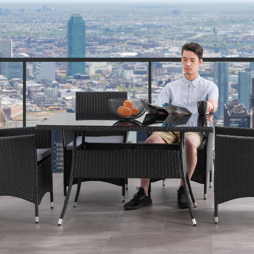 CorLiving Parksville Patio Rectangular Dining Table in Black. Picture 4