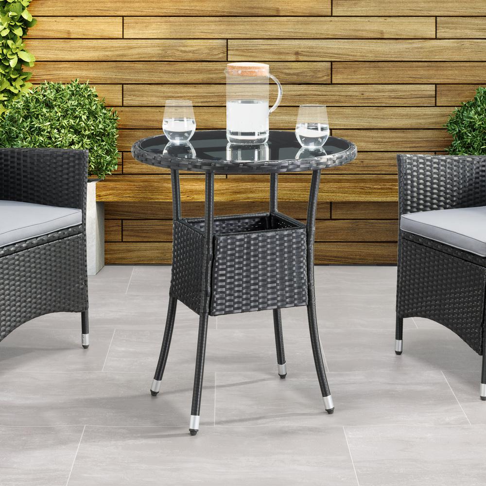 CorLiving Parksville Black Rattan Bistro Table. Picture 2
