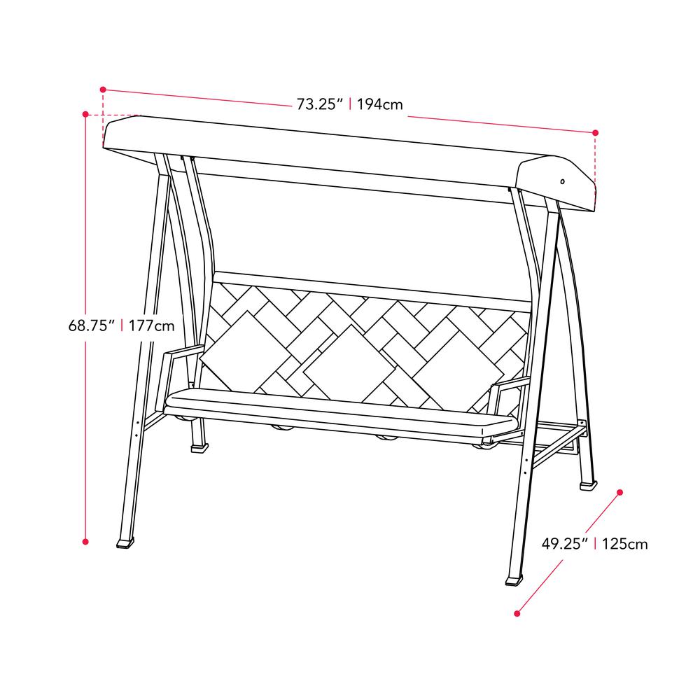 CorLiving 3-Seat Patio Swing with Canopy Navy Blue. Picture 9
