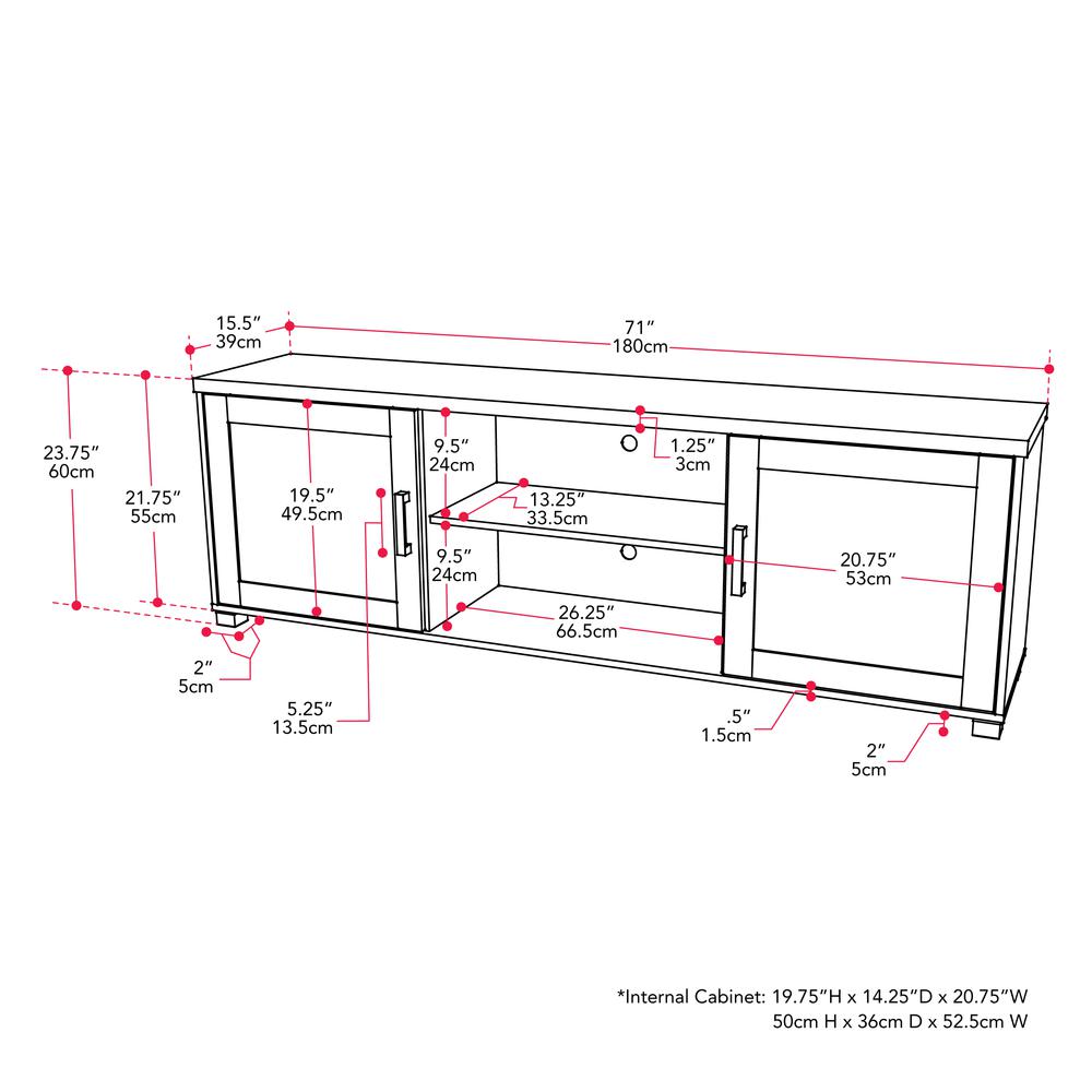 CorLiving TV Stand with Doors, TVs up to 85" Dark Grey. Picture 7