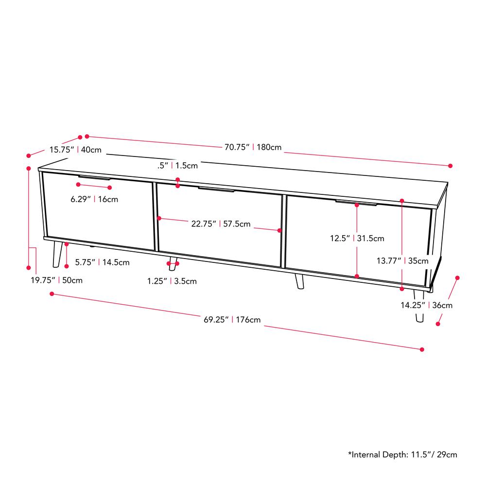 CorLiving TV Bench with Cabinet Storage, TVs up to 85" Light Wood. Picture 8