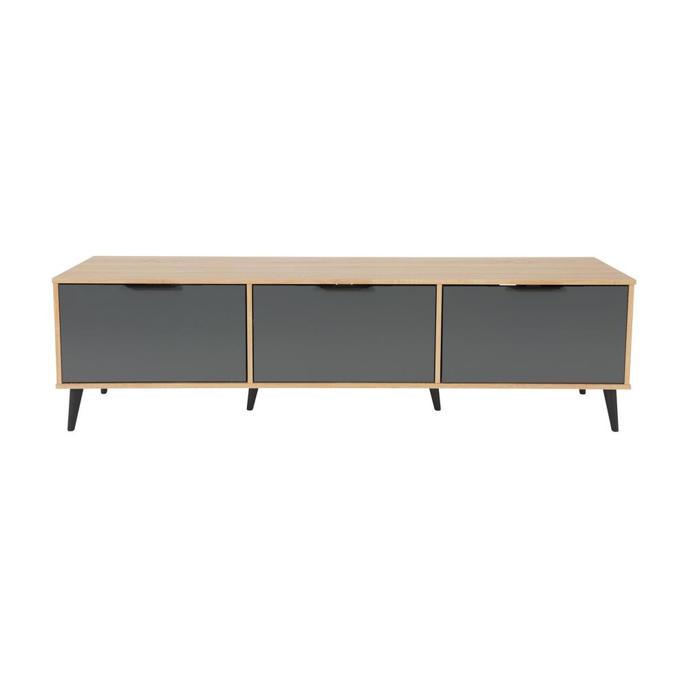 CorLiving TV Bench with Cabinet Storage, TVs up to 85" Light Wood. Picture 1