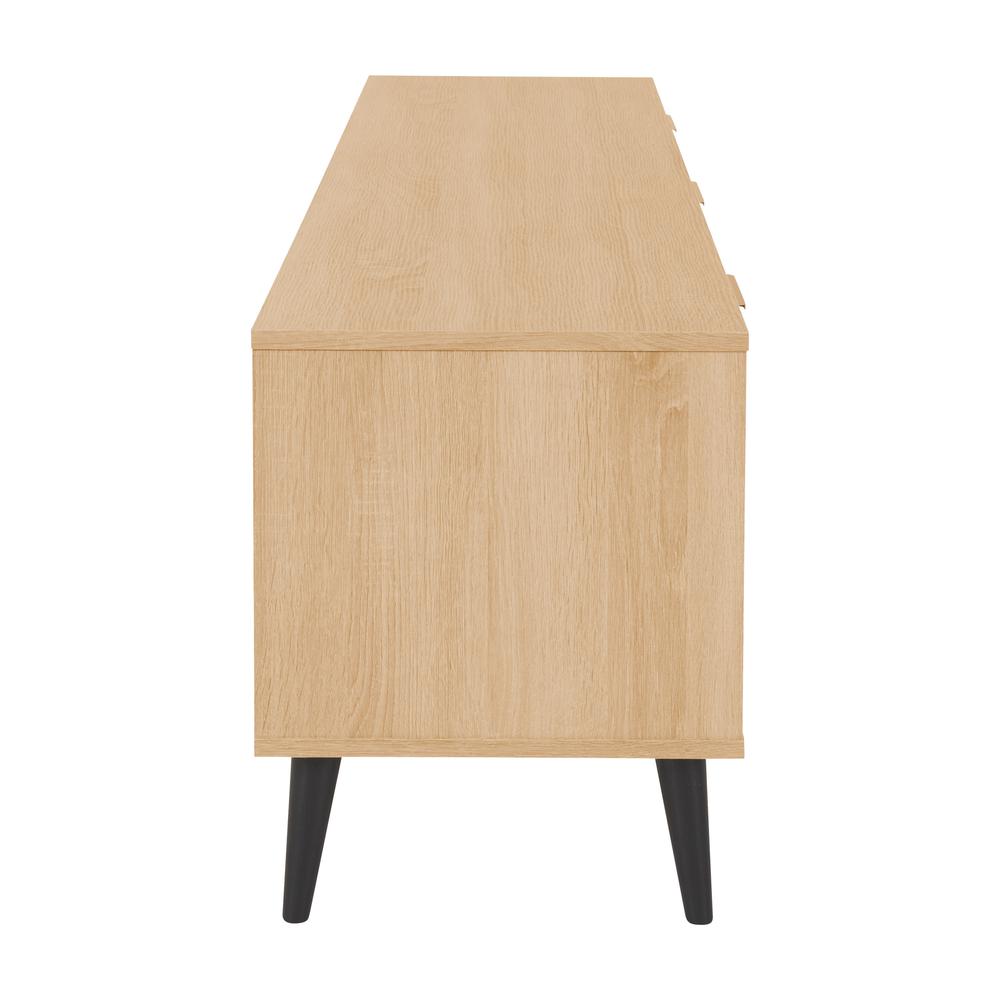 CorLiving TV Bench with Cabinet Storage, TVs up to 85" Light Wood. Picture 4