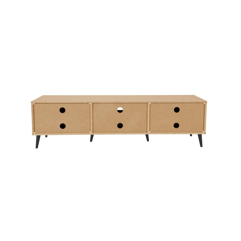 CorLiving TV Bench with Cabinet Storage, TVs up to 85" Light Wood. Picture 5