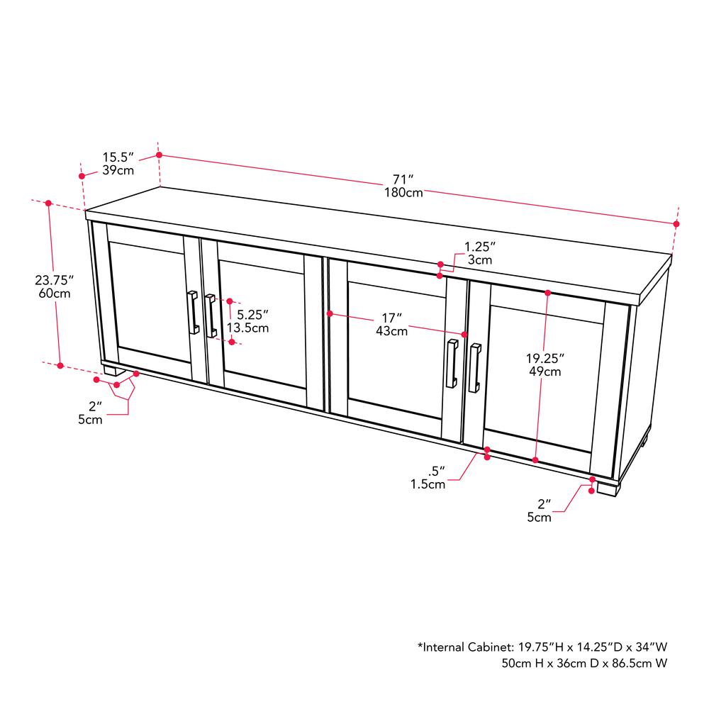 CorLiving TV Stand with Doors, TVs up to 85", Black Ravenwood. Picture 7