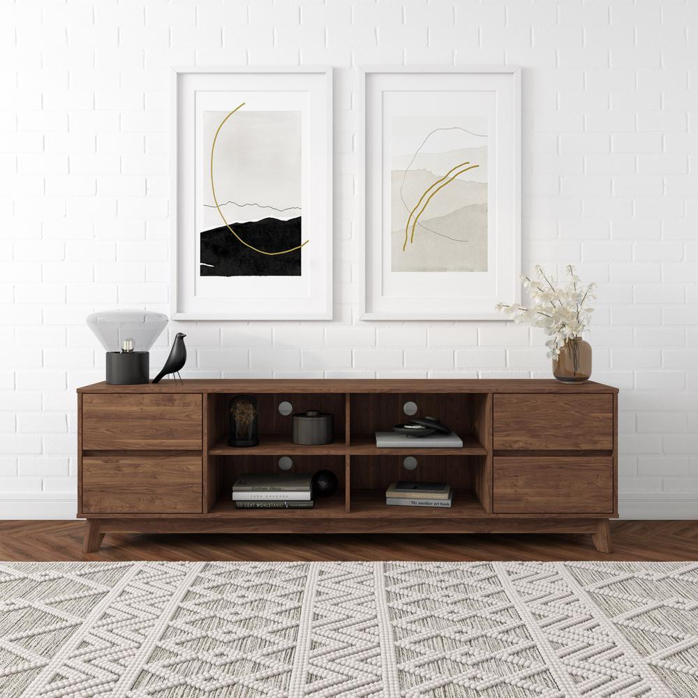 CorLiving Hollywood Brown Wood Grain TV Stand with Drawers for TVs up to 85". Picture 3