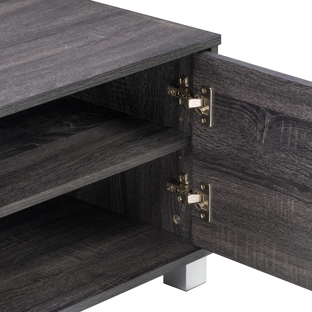 CorLiving Hollywood Dark Grey Wood Grain TV Stand with Doors for TVs up to 85". Picture 11