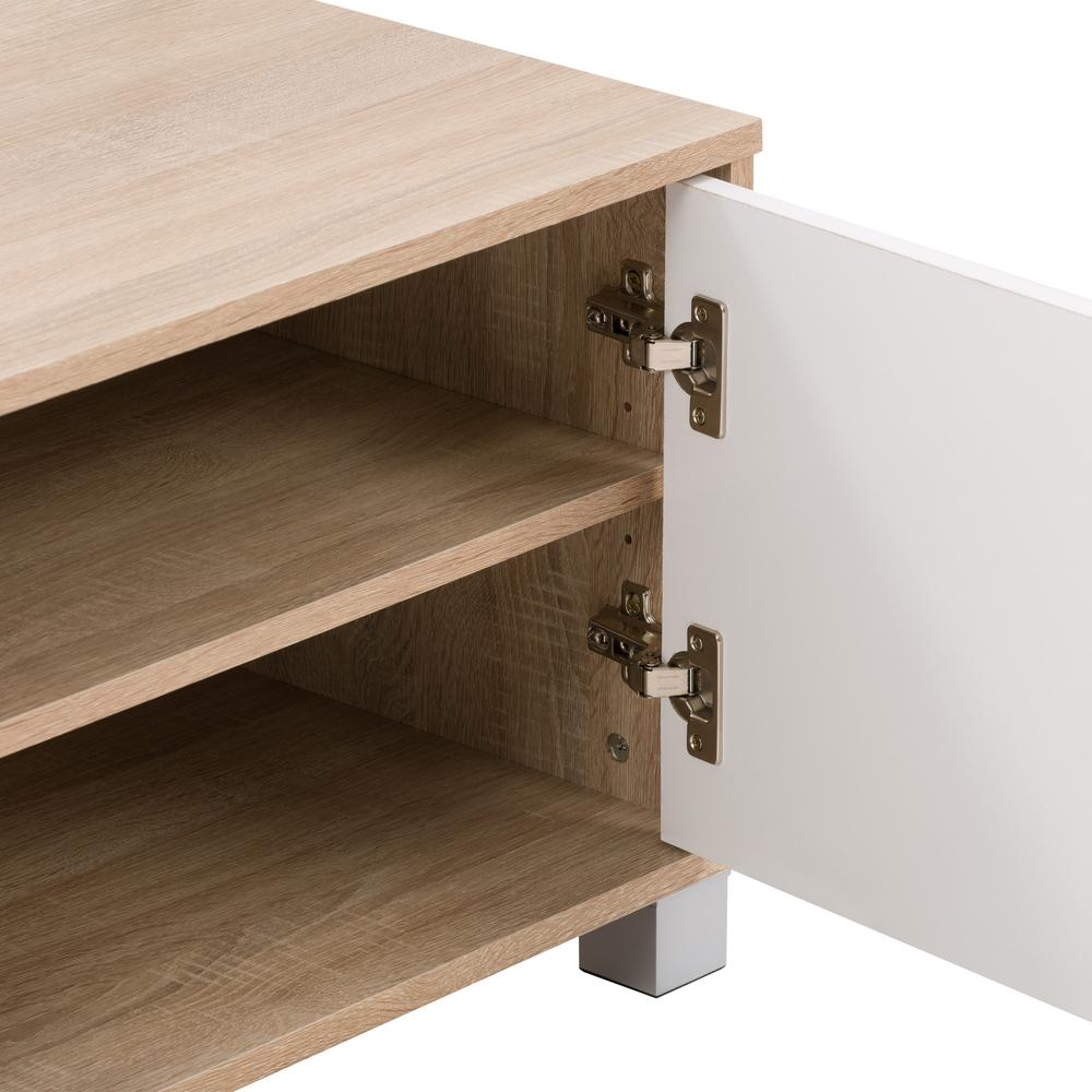 CorLiving Hollywood White and Brown Wood Grain TV Stand with Doors for TVs up to 85". Picture 11