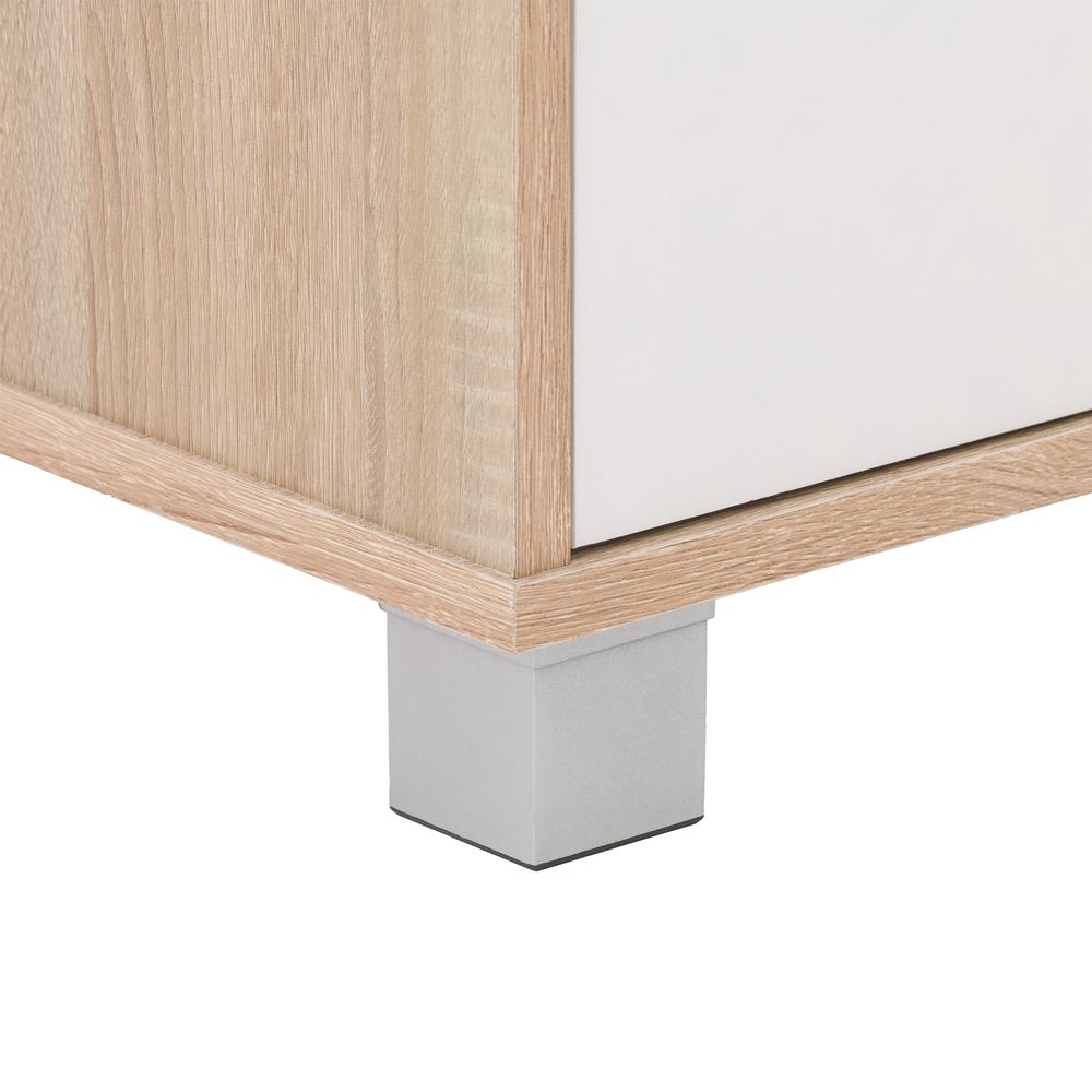 CorLiving Hollywood White and Brown Wood Grain TV Stand with Doors for TVs up to 85". Picture 13