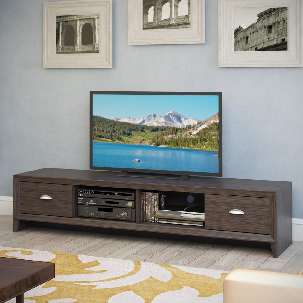 Lakewood Extra Wide TV Bench in Modern Wenge Finish. Picture 2