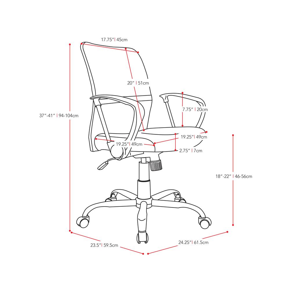 Workspace Office Chair with Contoured Yellow Mesh Back. Picture 4