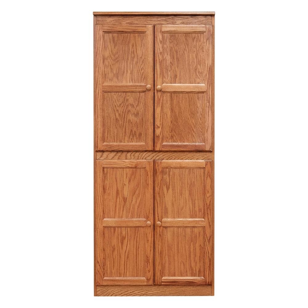 Dry Oak 5-Shelf Storage Cabinet, 30x72 Inch, Solid Wood, Self-Closing. Picture 4